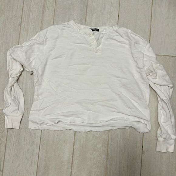 Brandy Melville white sweatshirt Henley OS - Picture 1 of 3